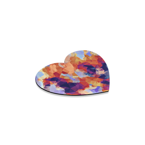 psychedelic geometric polygon pattern abstract in orange brown blue purple Heart Coaster