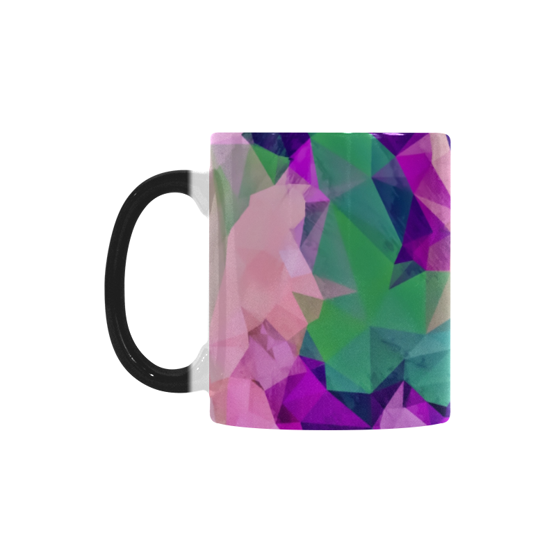 psychedelic geometric polygon pattern abstract in pink purple green Custom Morphing Mug
