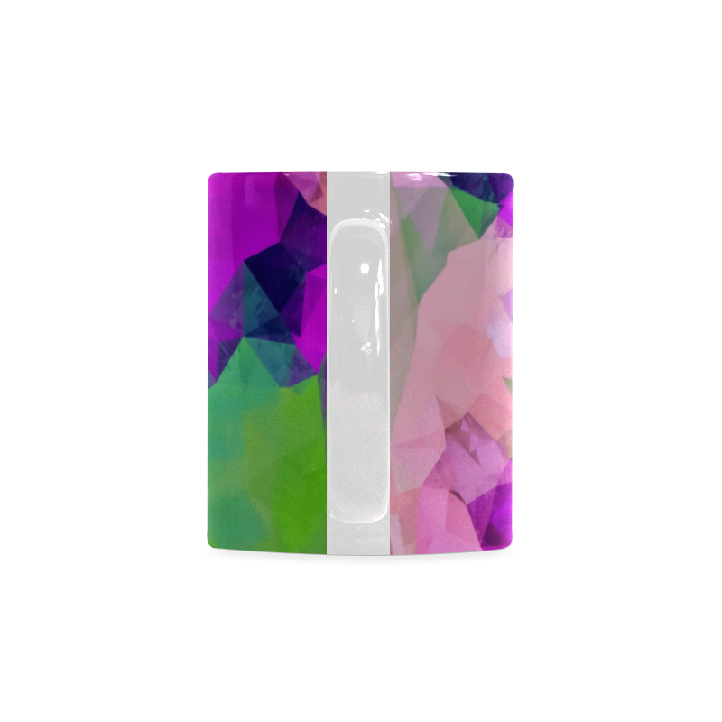 psychedelic geometric polygon pattern abstract in pink purple green White Mug(11OZ)