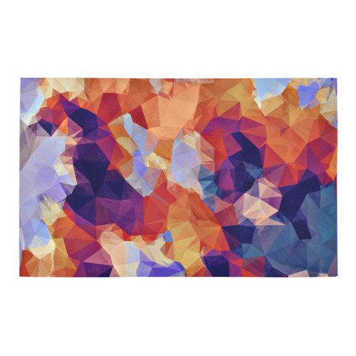 psychedelic geometric polygon pattern abstract in orange brown blue purple Bath Rug 20''x 32''