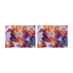 psychedelic geometric polygon pattern abstract in orange brown blue purple Placemat 14’’ x 19’’ (Set of 2)
