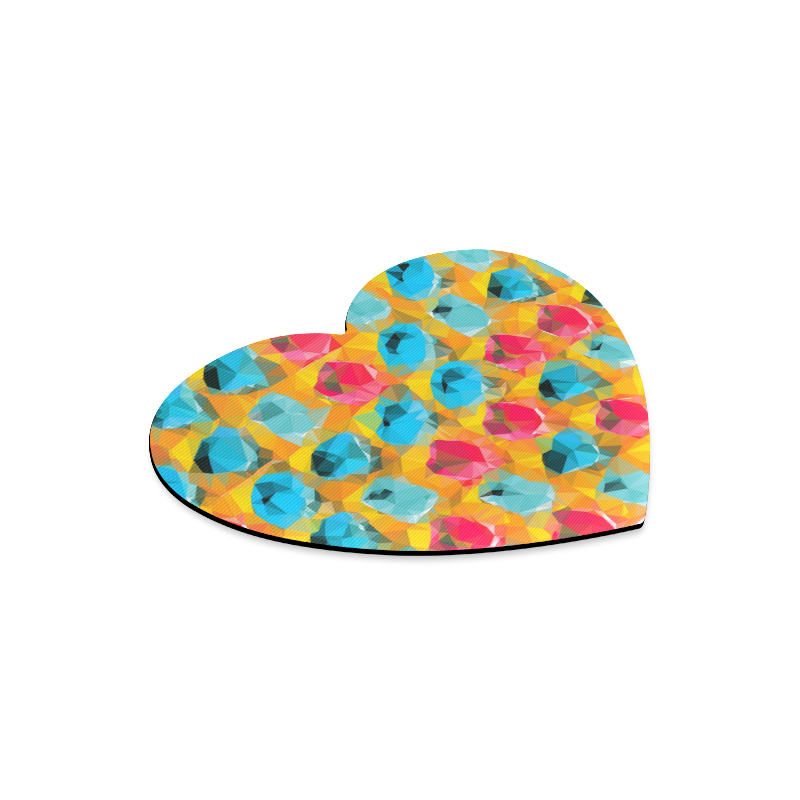 geometric polygon abstract pattern in blue orange red Heart-shaped Mousepad