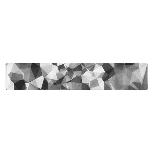 contemporary geometric polygon abstract pattern in black and white Table Runner 14x72 inch