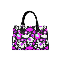 Cute Pink Elephants Floral Pattern Boston Handbag (Model 1621)