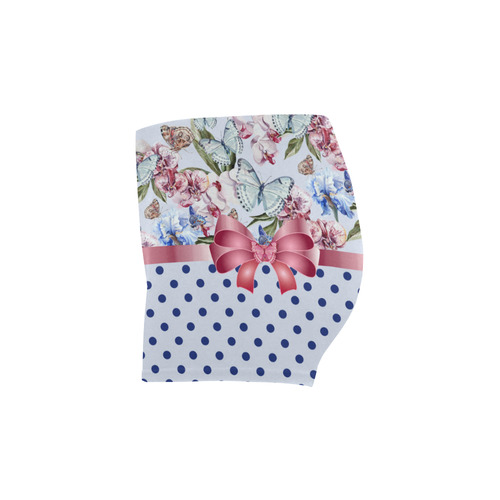 Watercolor Flowers Butterflies Polka Dots Ribbon B Briseis Skinny Shorts (Model L04)