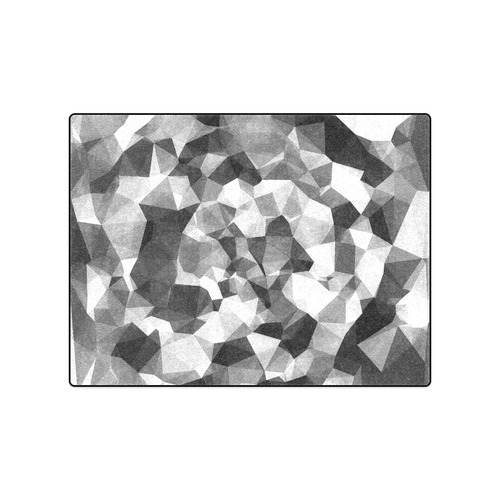 contemporary geometric polygon abstract pattern in black and white Blanket 50"x60"