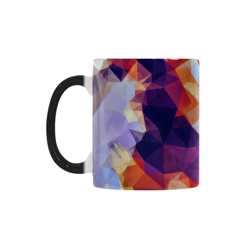 psychedelic geometric polygon pattern abstract in orange brown blue purple Custom Morphing Mug