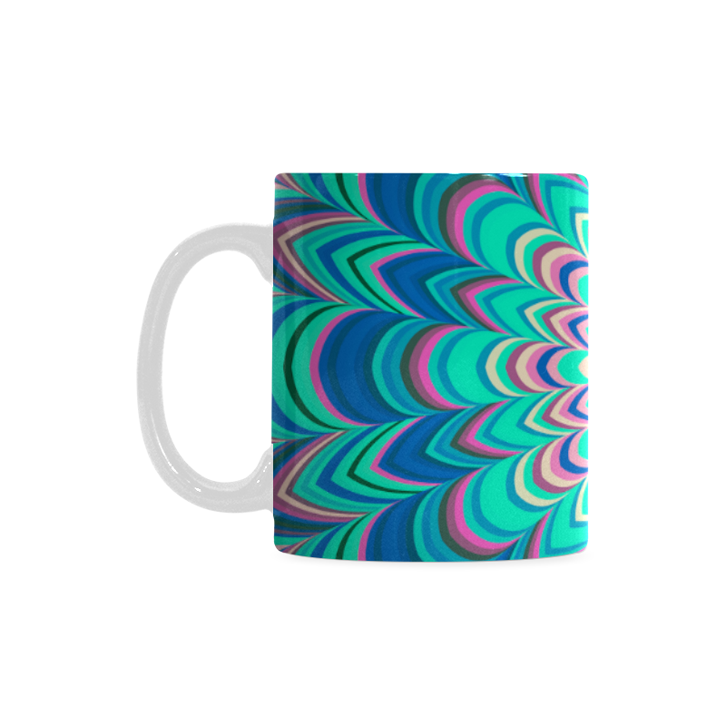 Turquoise flower striped mandala White Mug(11OZ)