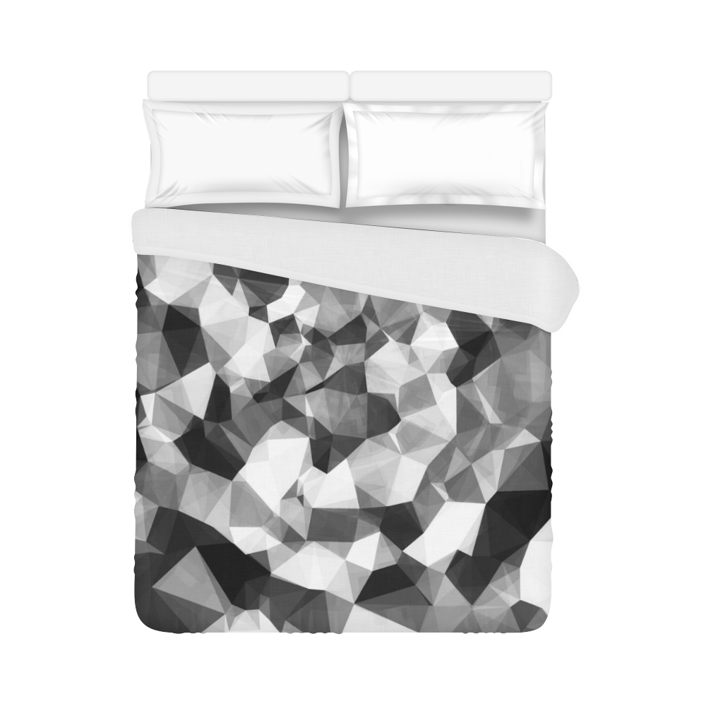 contemporary geometric polygon abstract pattern in black and white Duvet Cover 86"x70" ( All-over-print)