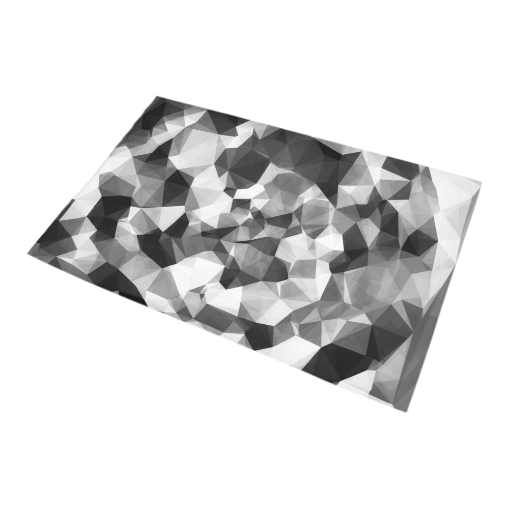 contemporary geometric polygon abstract pattern in black and white Bath Rug 20''x 32''