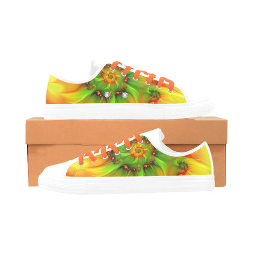 Hot Summer Green Orange Abstract Colorful Fractal Aquila Microfiber Leather Women's Shoes/Large Size (Model 031)