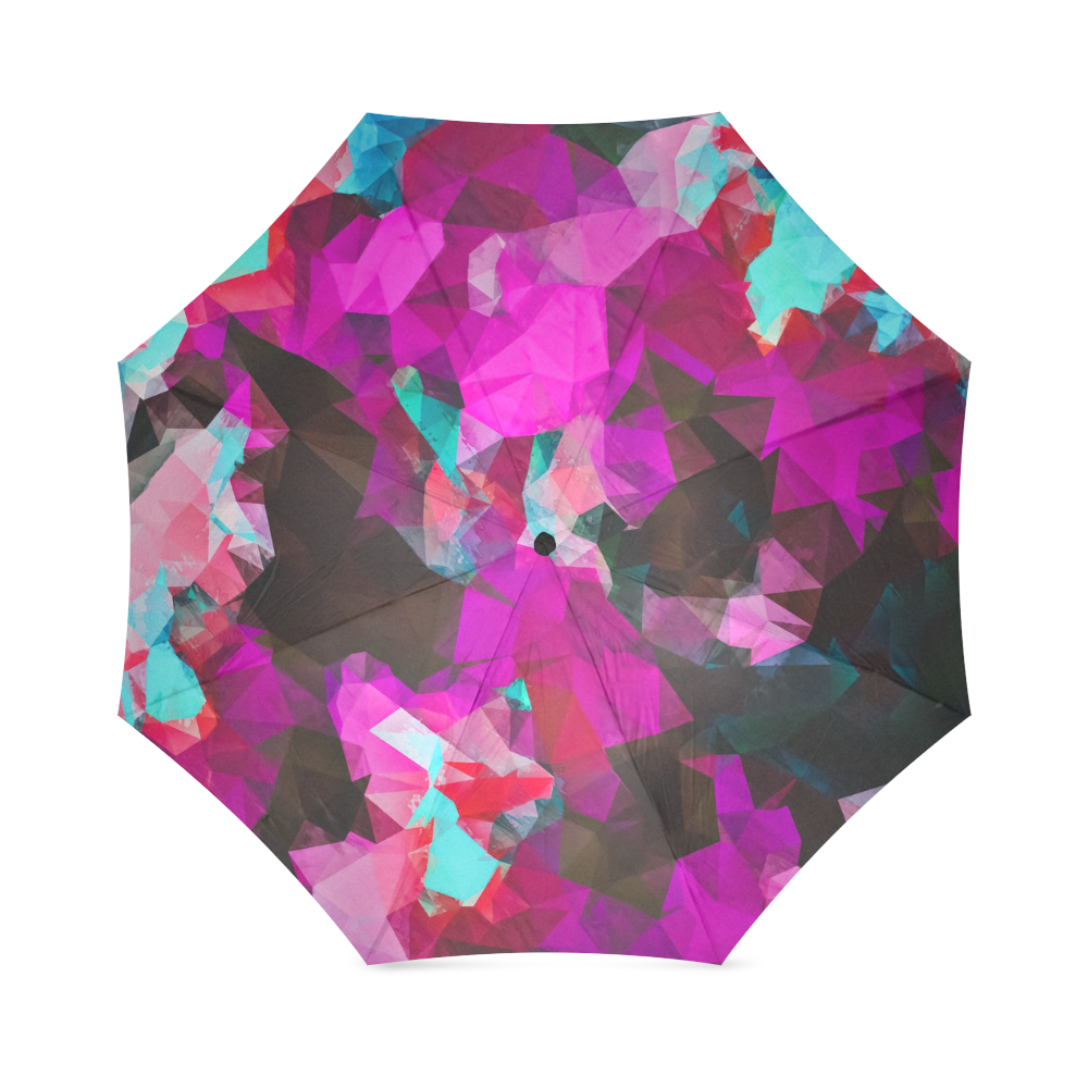 psychedelic geometric polygon abstract pattern in purple pink blue Foldable Umbrella (Model U01)