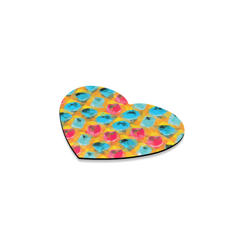 geometric polygon abstract pattern in blue orange red Heart Coaster