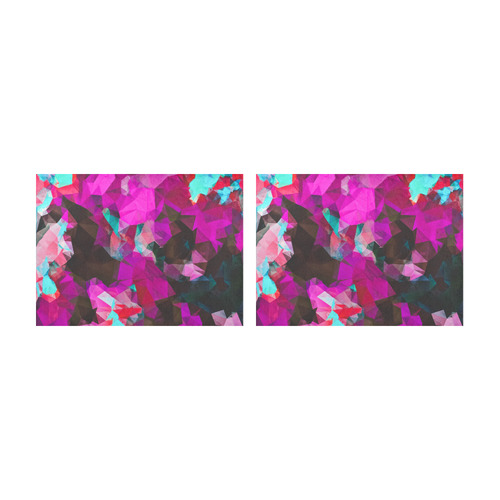 psychedelic geometric polygon abstract pattern in purple pink blue Placemat 14’’ x 19’’ (Set of 2)