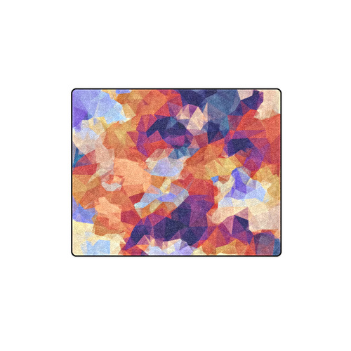 psychedelic geometric polygon pattern abstract in orange brown blue purple Blanket 40"x50"