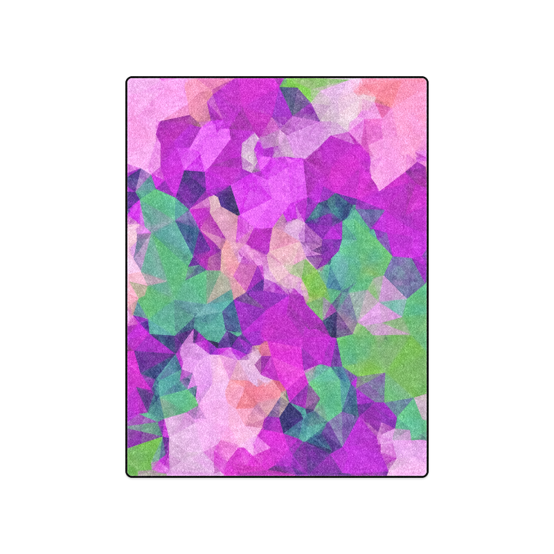 psychedelic geometric polygon pattern abstract in pink purple green Blanket 50"x60"