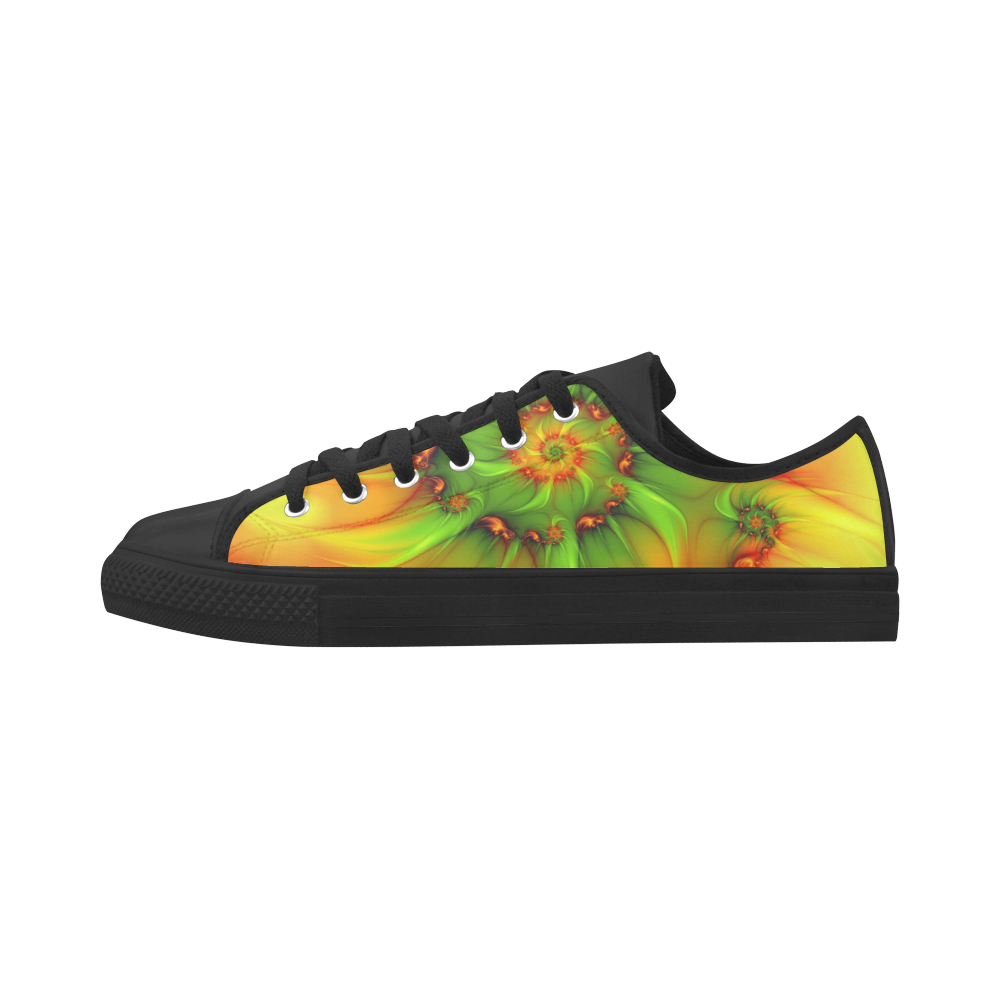 Hot Summer Green Orange Abstract Colorful Fractal Aquila Microfiber Leather Women's Shoes (Model 031)