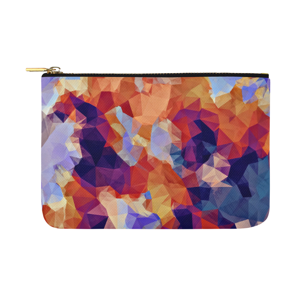 psychedelic geometric polygon pattern abstract in orange brown blue purple Carry-All Pouch 12.5''x8.5''
