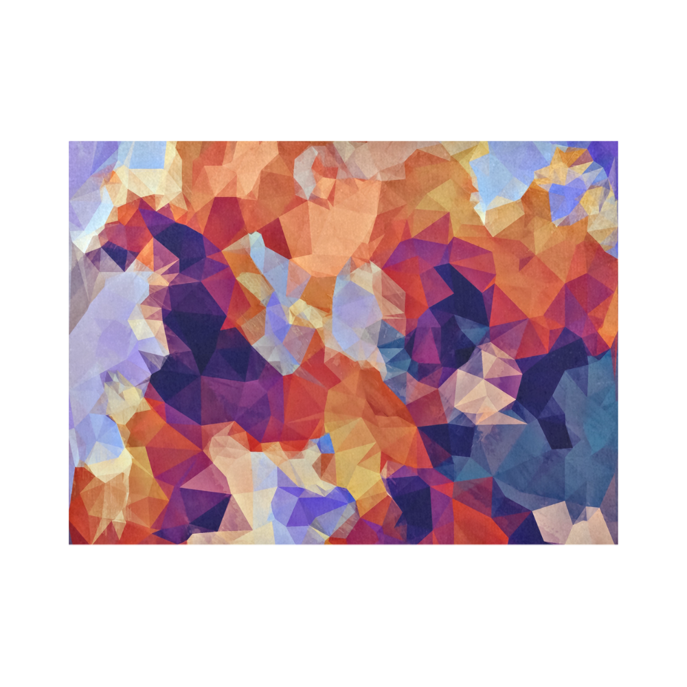 psychedelic geometric polygon pattern abstract in orange brown blue purple Placemat 14’’ x 19’’ (Set of 2)