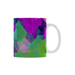 psychedelic geometric polygon pattern abstract in pink purple green White Mug(11OZ)