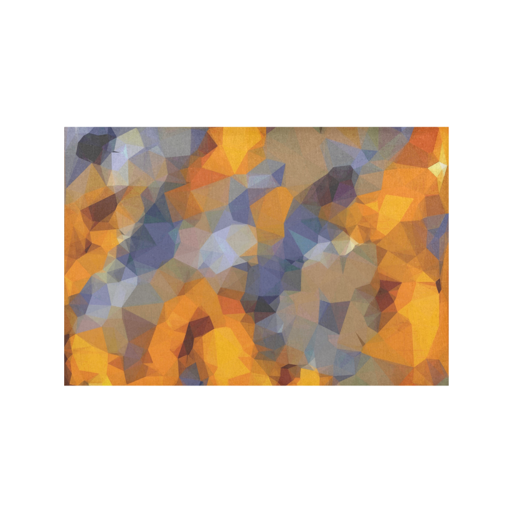 psychedelic geometric polygon abstract pattern in orange brown blue Placemat 12’’ x 18’’ (Set of 4)