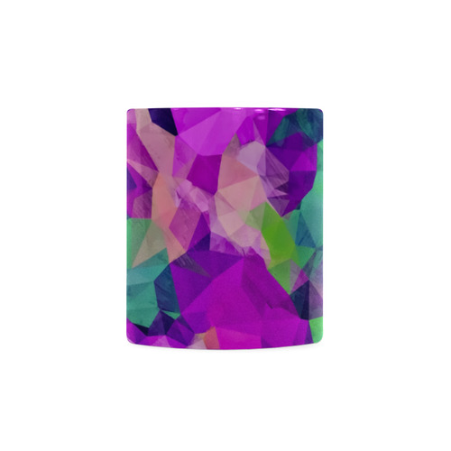 psychedelic geometric polygon pattern abstract in pink purple green White Mug(11OZ)