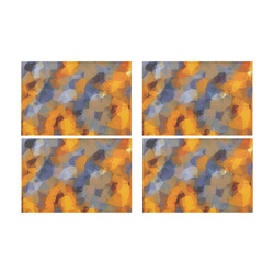 psychedelic geometric polygon abstract pattern in orange brown blue Placemat 12’’ x 18’’ (Four Pieces)