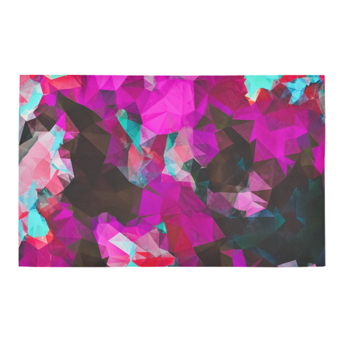 psychedelic geometric polygon abstract pattern in purple pink blue Bath Rug 20''x 32''