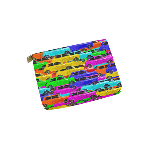 vintage car toy background in yellow blue pink green orange Carry-All Pouch 6''x5''