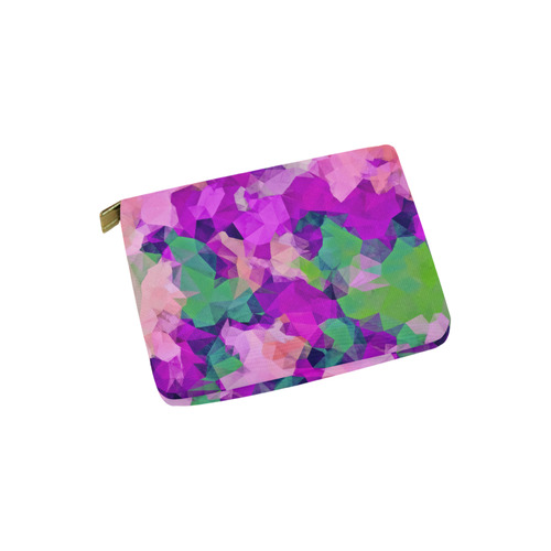 psychedelic geometric polygon pattern abstract in pink purple green Carry-All Pouch 6''x5''