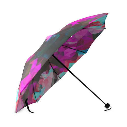 psychedelic geometric polygon abstract pattern in purple pink blue Foldable Umbrella (Model U01)