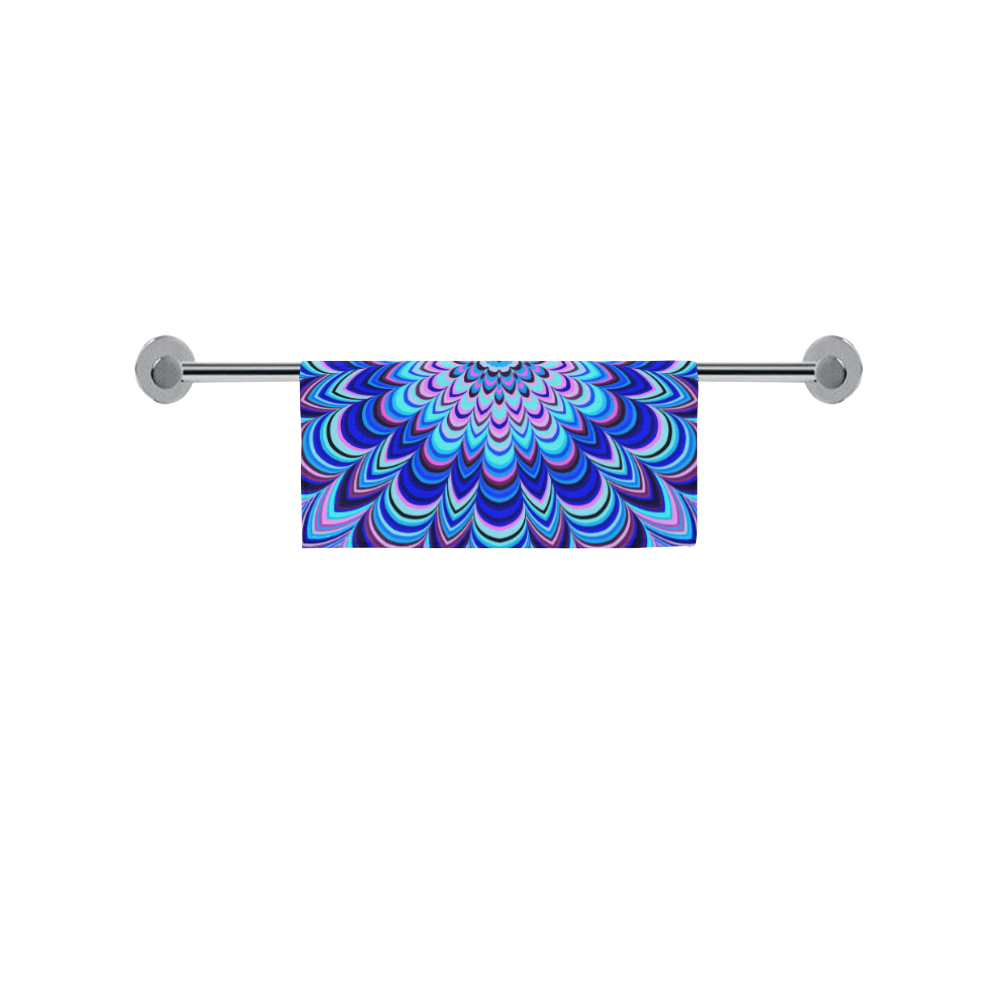 Neon blue striped mandala Square Towel 13“x13”