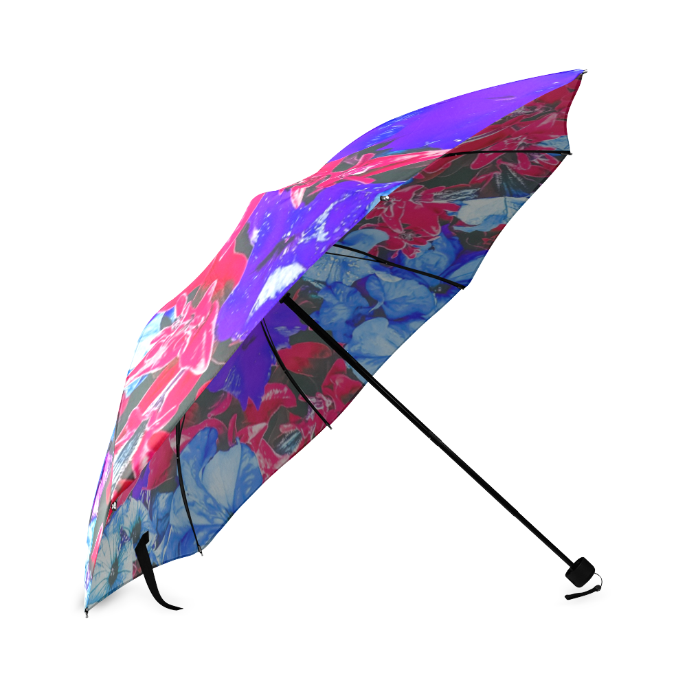 closeup flower texture abstract in blue purple red Foldable Umbrella (Model U01)