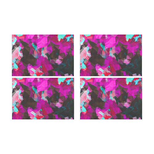 psychedelic geometric polygon abstract pattern in purple pink blue Placemat 12’’ x 18’’ (Set of 4)