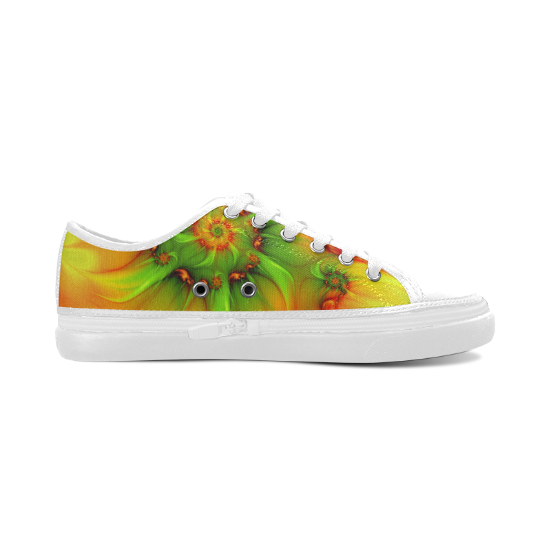 Hot Summer Green Orange Abstract Colorful Fractal Women's Canvas Zipper Shoes/Large Size (Model 001)