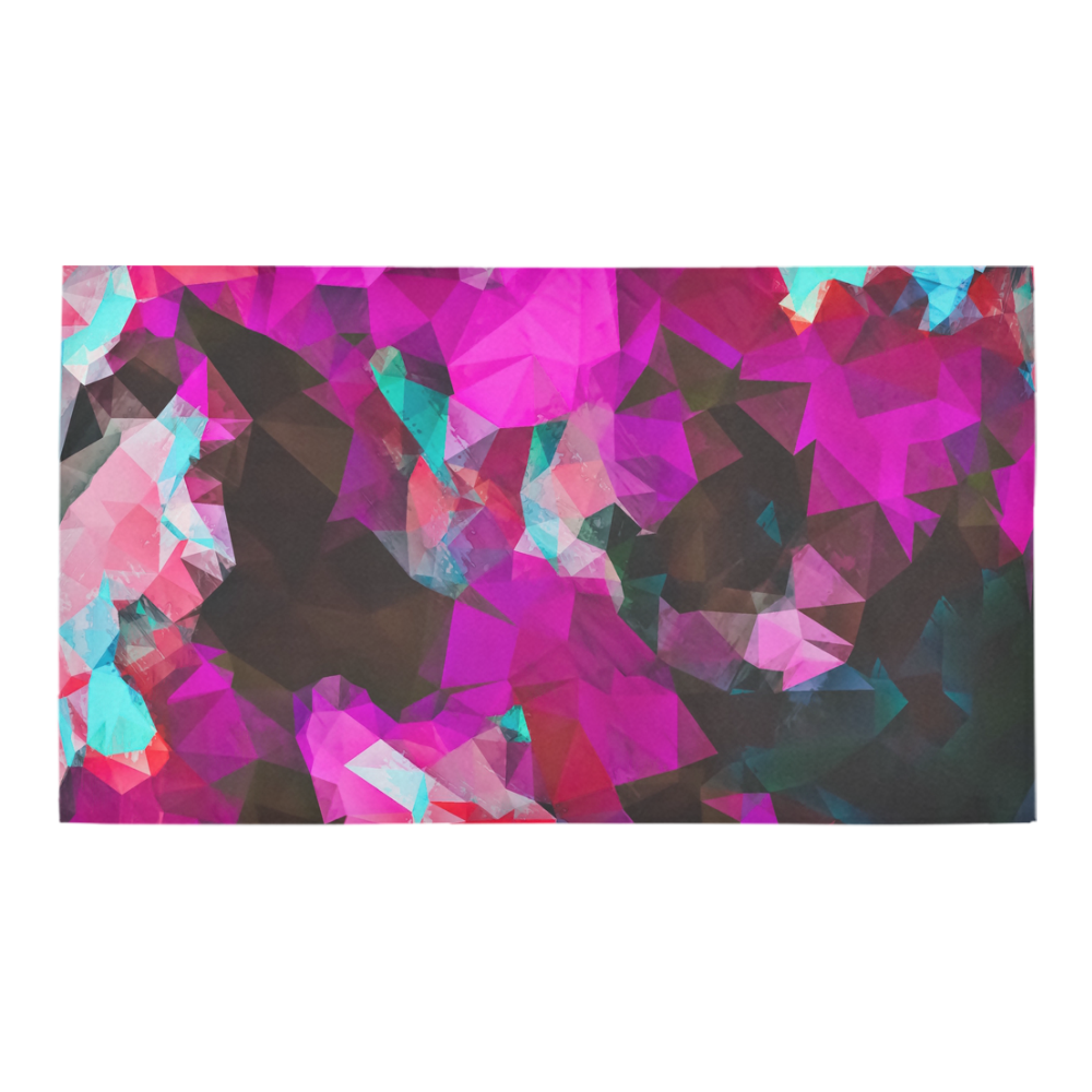psychedelic geometric polygon abstract pattern in purple pink blue Bath Rug 16''x 28''