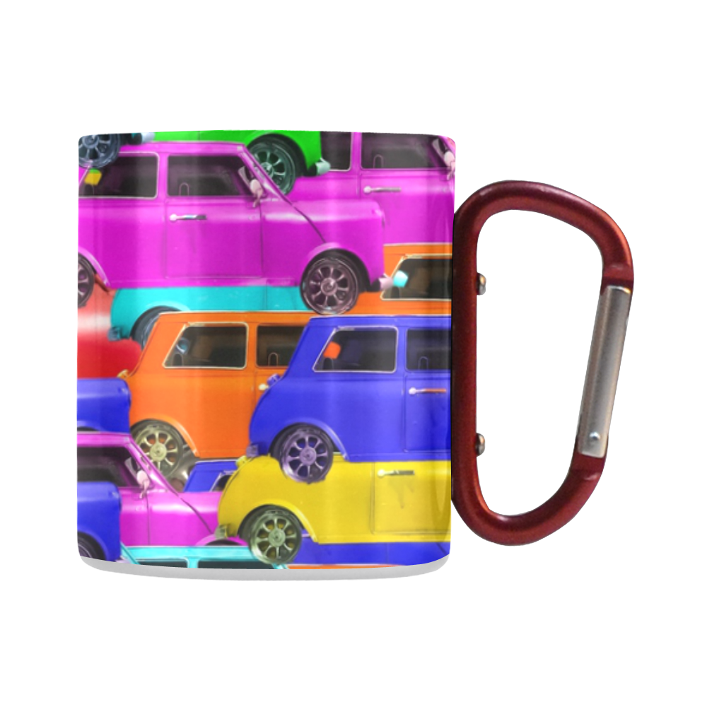 vintage car toy background in yellow blue pink green orange Classic Insulated Mug(10.3OZ)