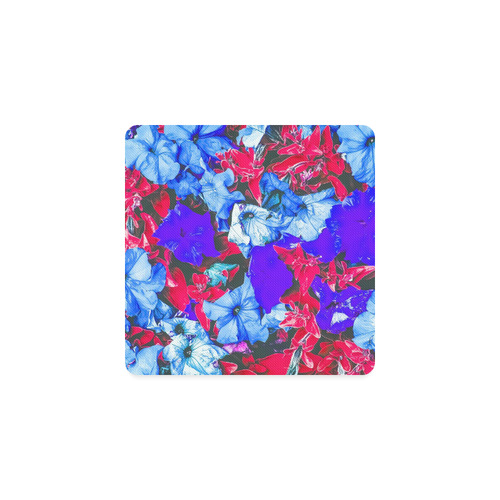 closeup flower texture abstract in blue purple red Square Coaster