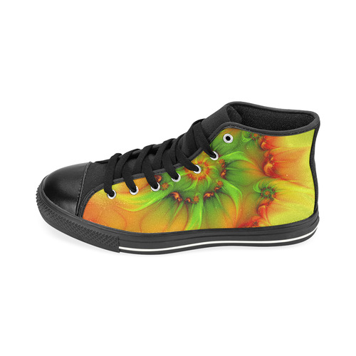 Hot Summer Green Orange Abstract Colorful Fractal High Top Canvas Women's Shoes/Large Size (Model 017)
