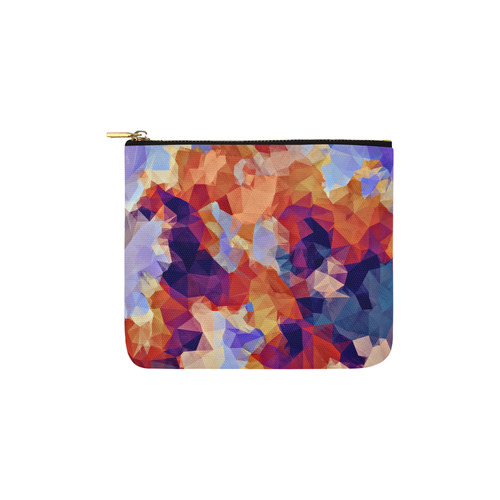 psychedelic geometric polygon pattern abstract in orange brown blue purple Carry-All Pouch 6''x5''