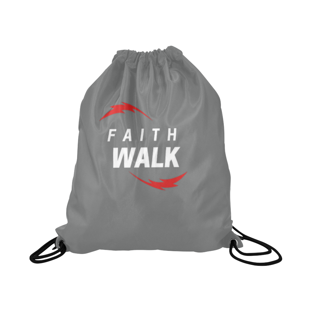 Faith Walk Gray Design Large Drawstring Bag Model 1604 (Twin Sides)  16.5"(W) * 19.3"(H)