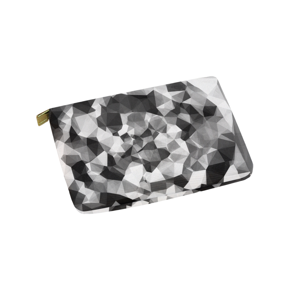 contemporary geometric polygon abstract pattern in black and white Carry-All Pouch 9.5''x6''