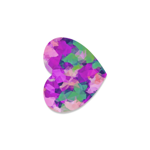 psychedelic geometric polygon pattern abstract in pink purple green Heart Coaster