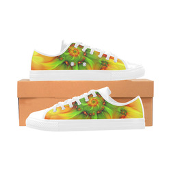 Hot Summer Green Orange Abstract Colorful Fractal Aquila Microfiber Leather Women's Shoes (Model 031)