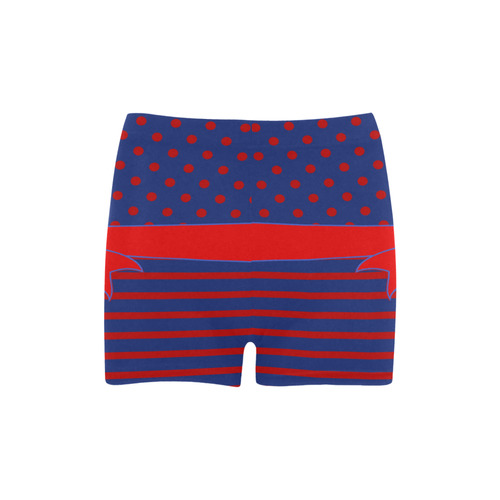 Polka Dots Stripes Ribbon blue red Briseis Skinny Shorts (Model L04)