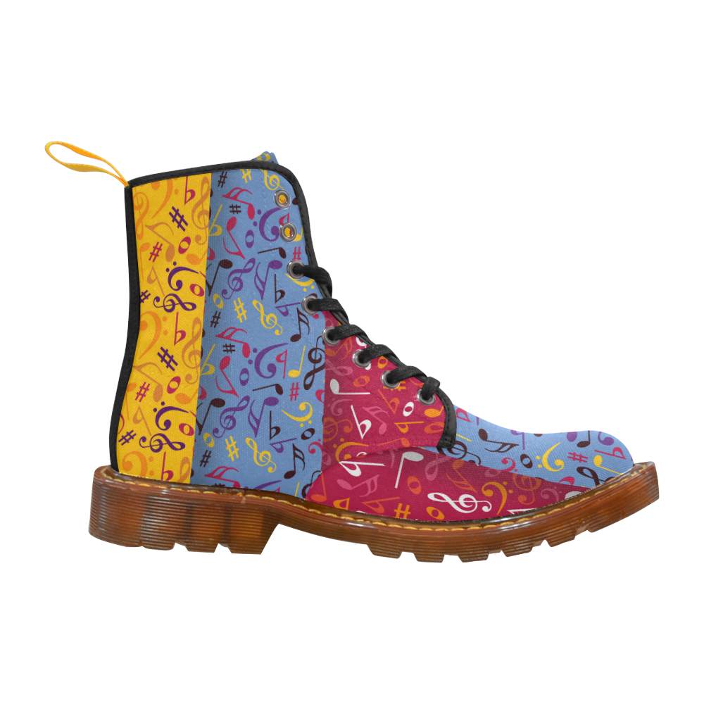 Red Blue Orange Music Notes Martin Boots For Women Model 1203H
