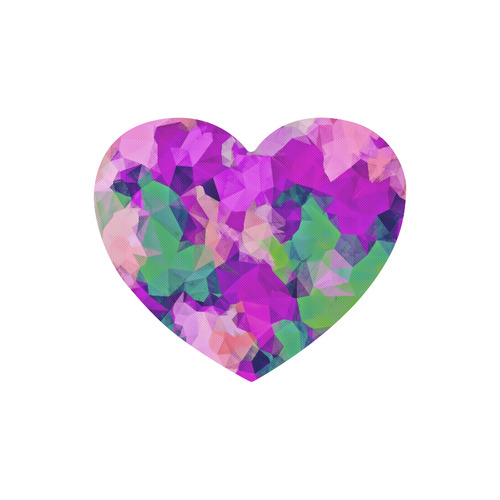 psychedelic geometric polygon pattern abstract in pink purple green Heart-shaped Mousepad