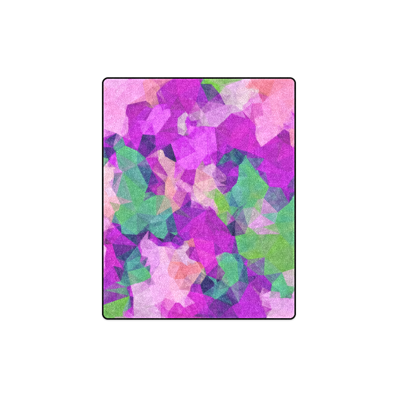 psychedelic geometric polygon pattern abstract in pink purple green Blanket 40"x50"