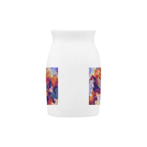 psychedelic geometric polygon pattern abstract in orange brown blue purple Milk Cup (Large) 450ml