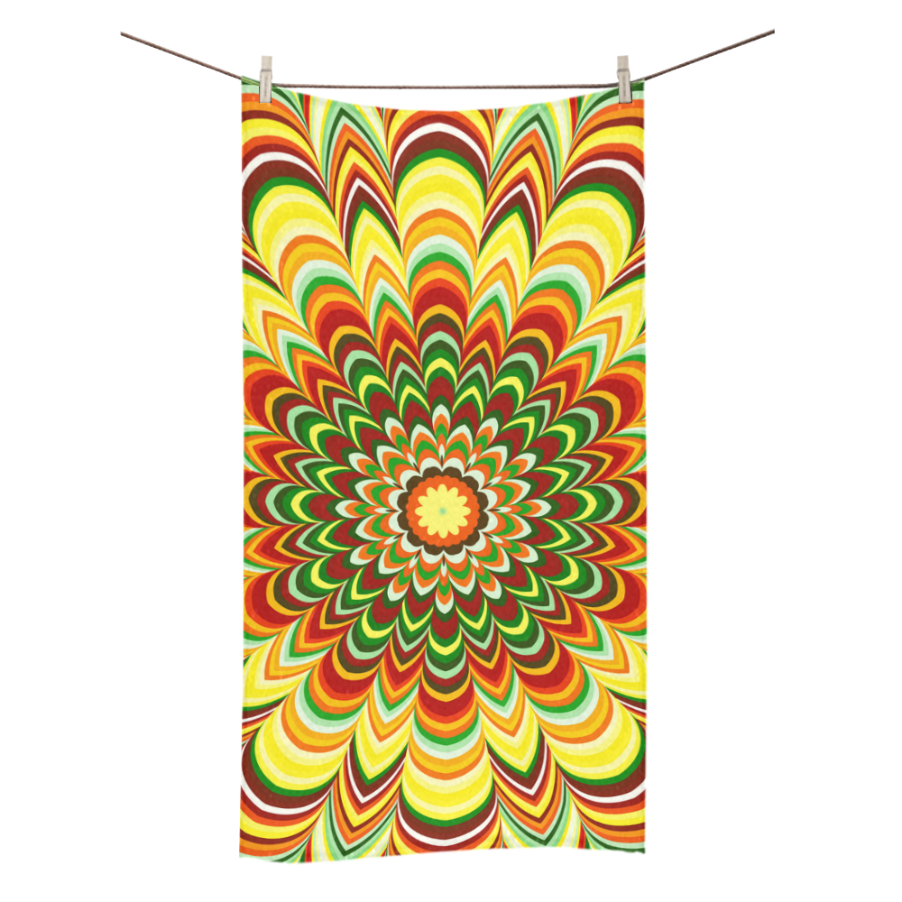 Colorful flower striped mandala Bath Towel 30"x56"